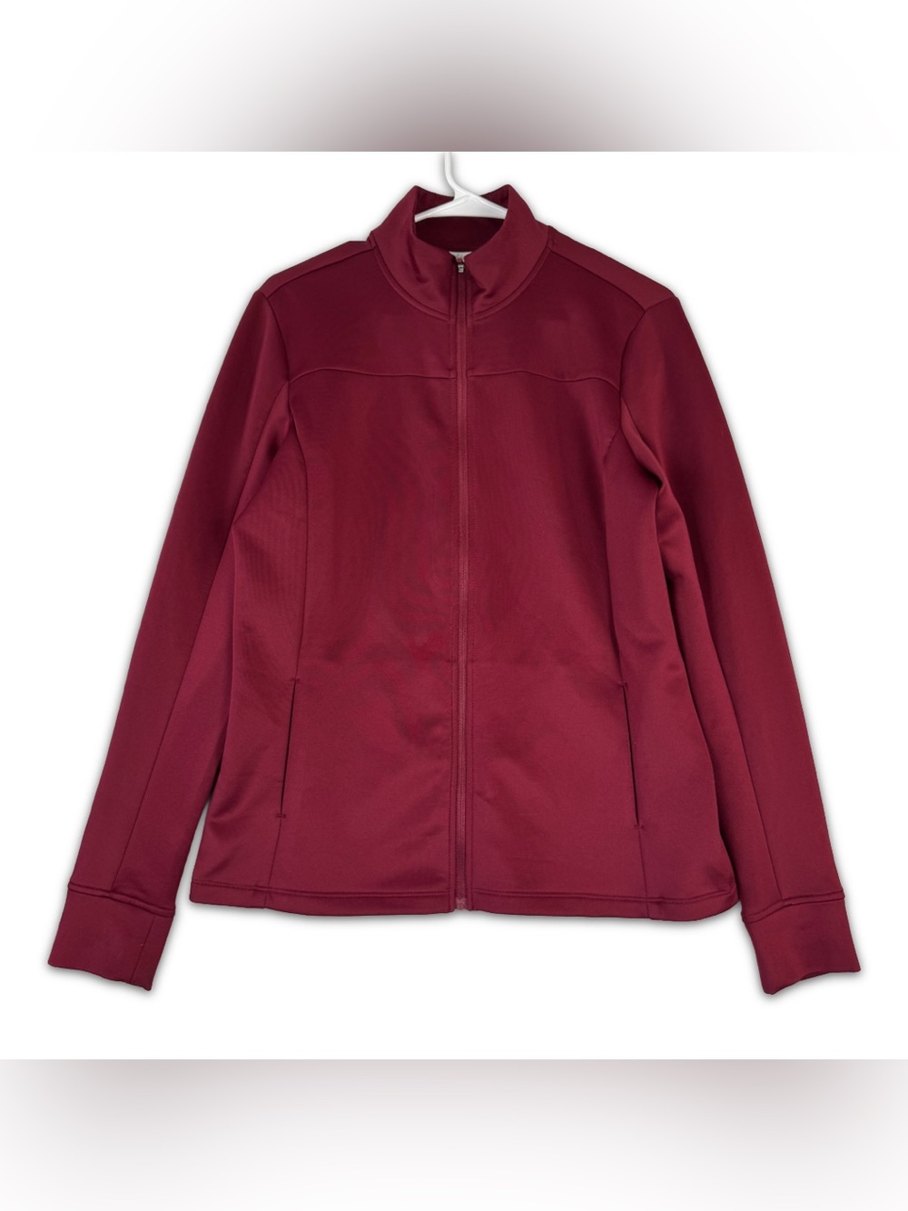 Lady Hagen Golf Jacket With Pockets Womens M Medium Burgundy Full Zip Front Knit